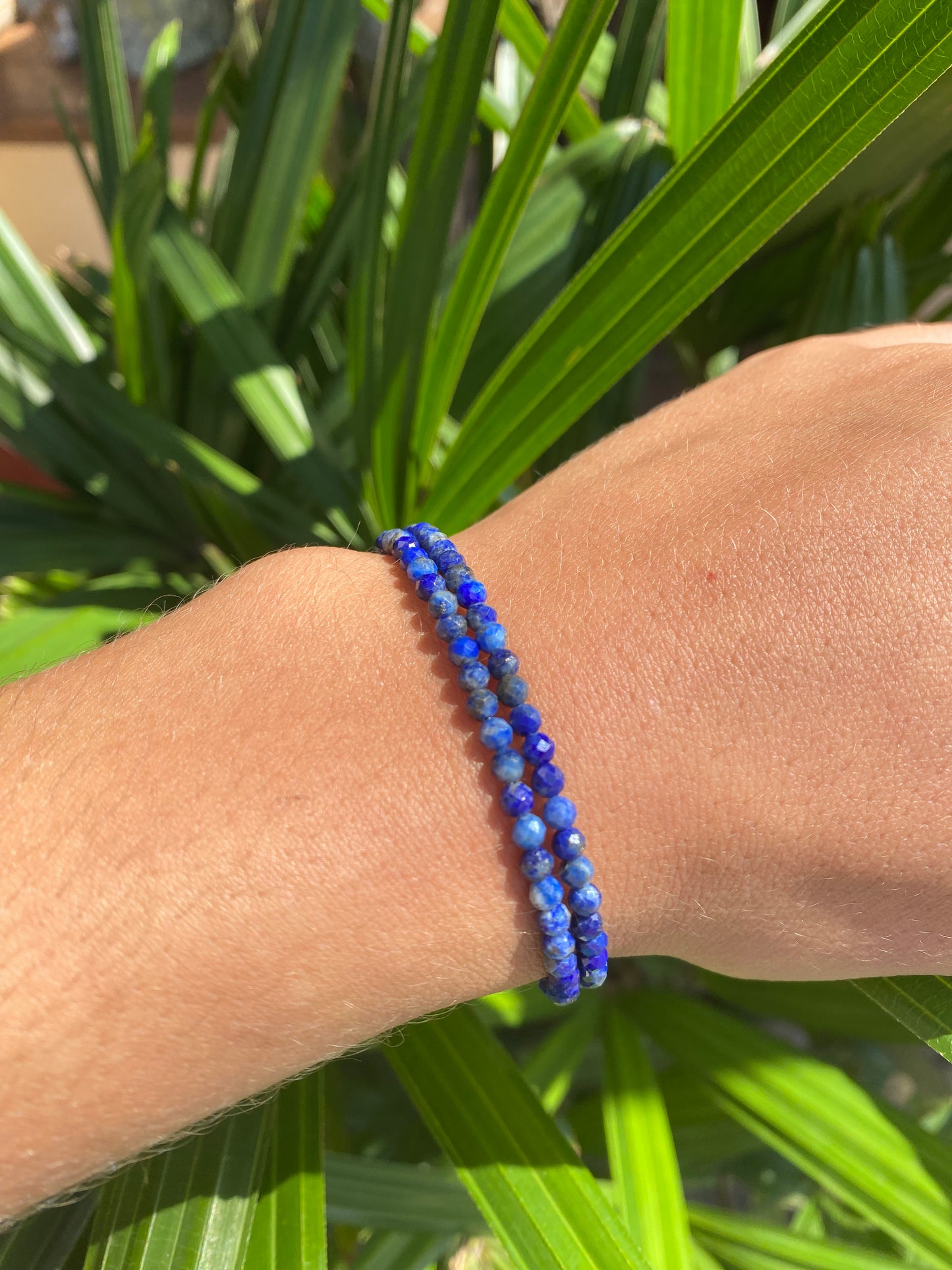 Pulseira de Lápis-Lazúli Natural Facetada