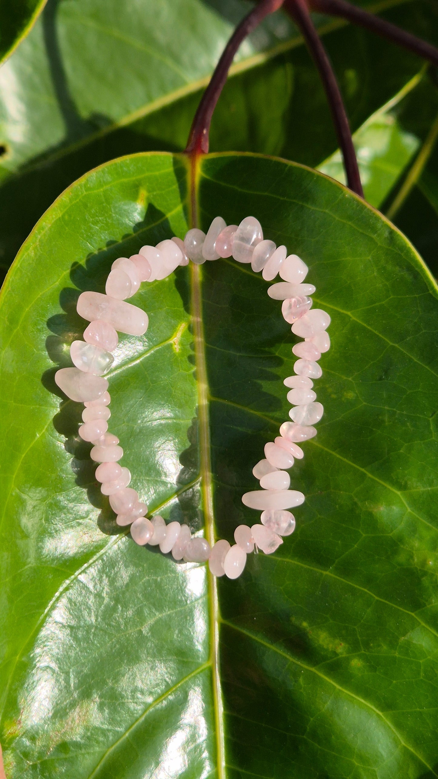 Pulseira de Cascalho de Quartzo Rosa