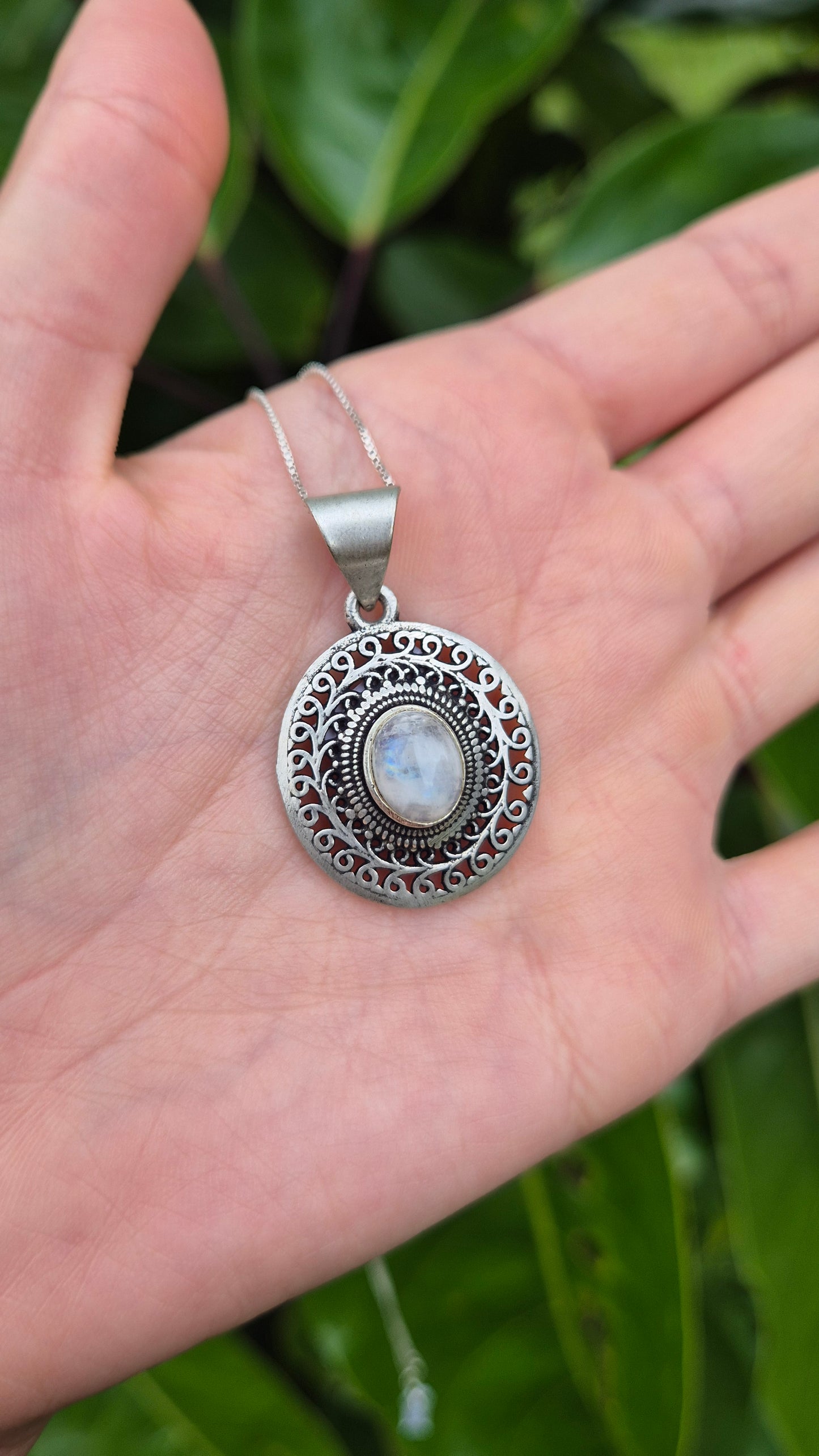 Pingente de Alpaca com Pedra da Lua