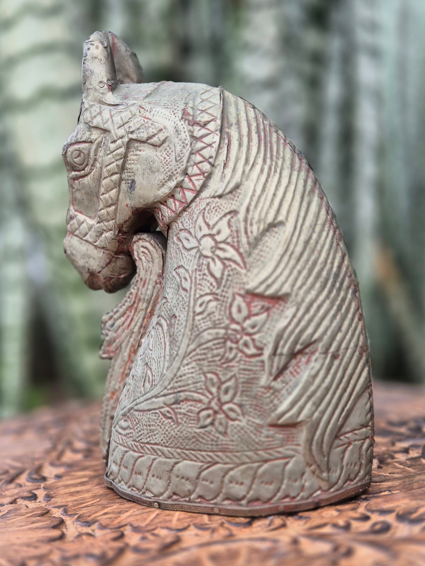 Escultura Cavalo de Bronze e Madeira