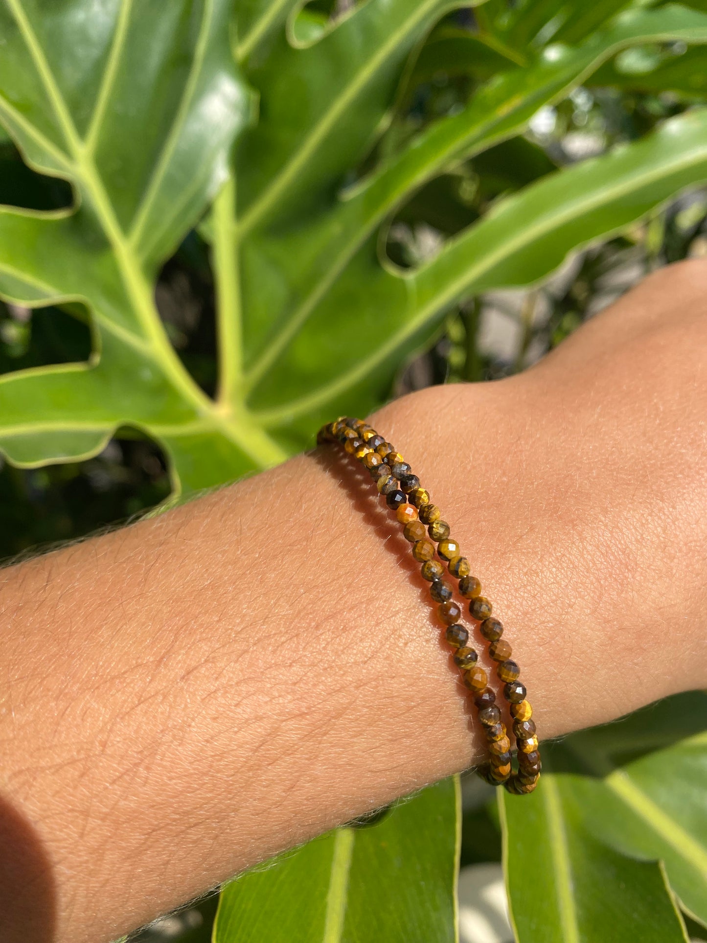Pulseira de Olho de Tigre Natural Facetada