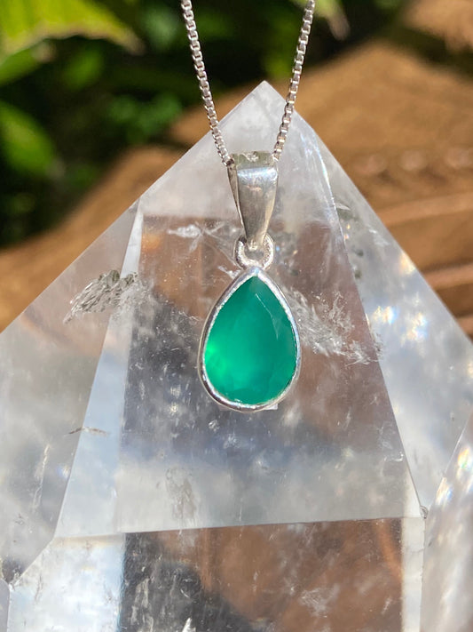 Pingente Gota em Prata 925 Quartzo Verde