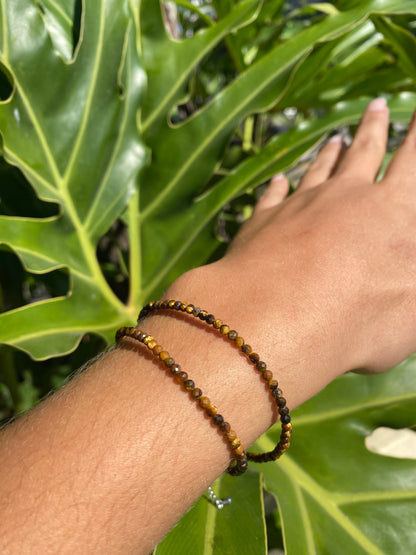 Pulseira de Olho de Tigre Natural Facetada