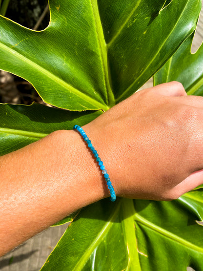 Pulseira de Apatita Azul Natural Facetada