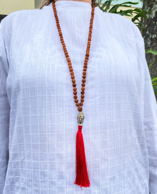 Japamala Sementes de Rudraksha e Pingente Buda