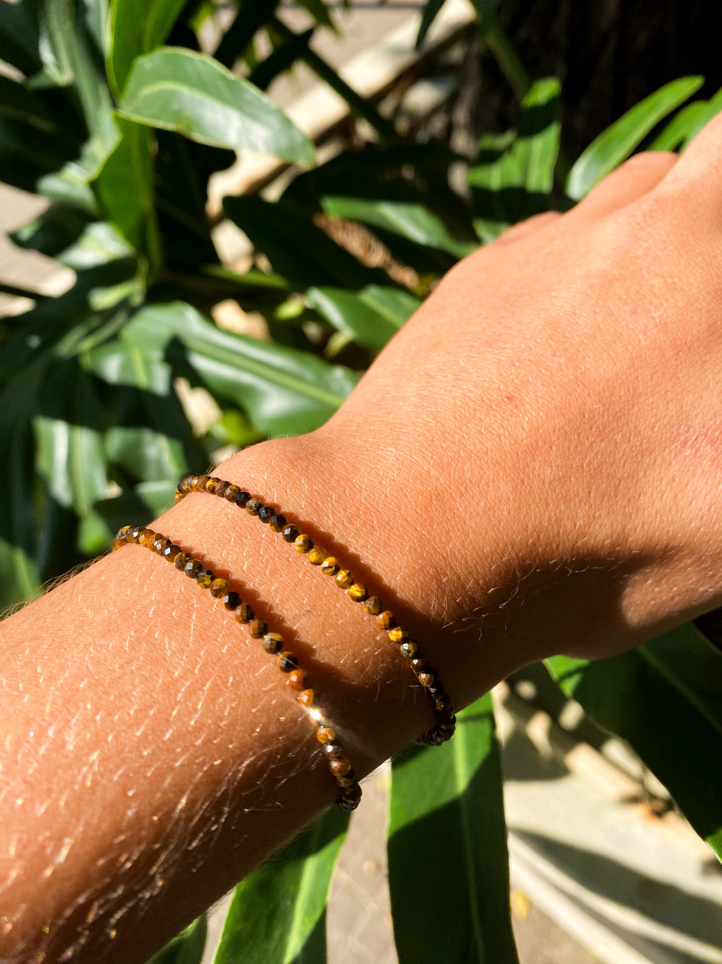 Pulseira de Olho de Tigre Natural Facetada