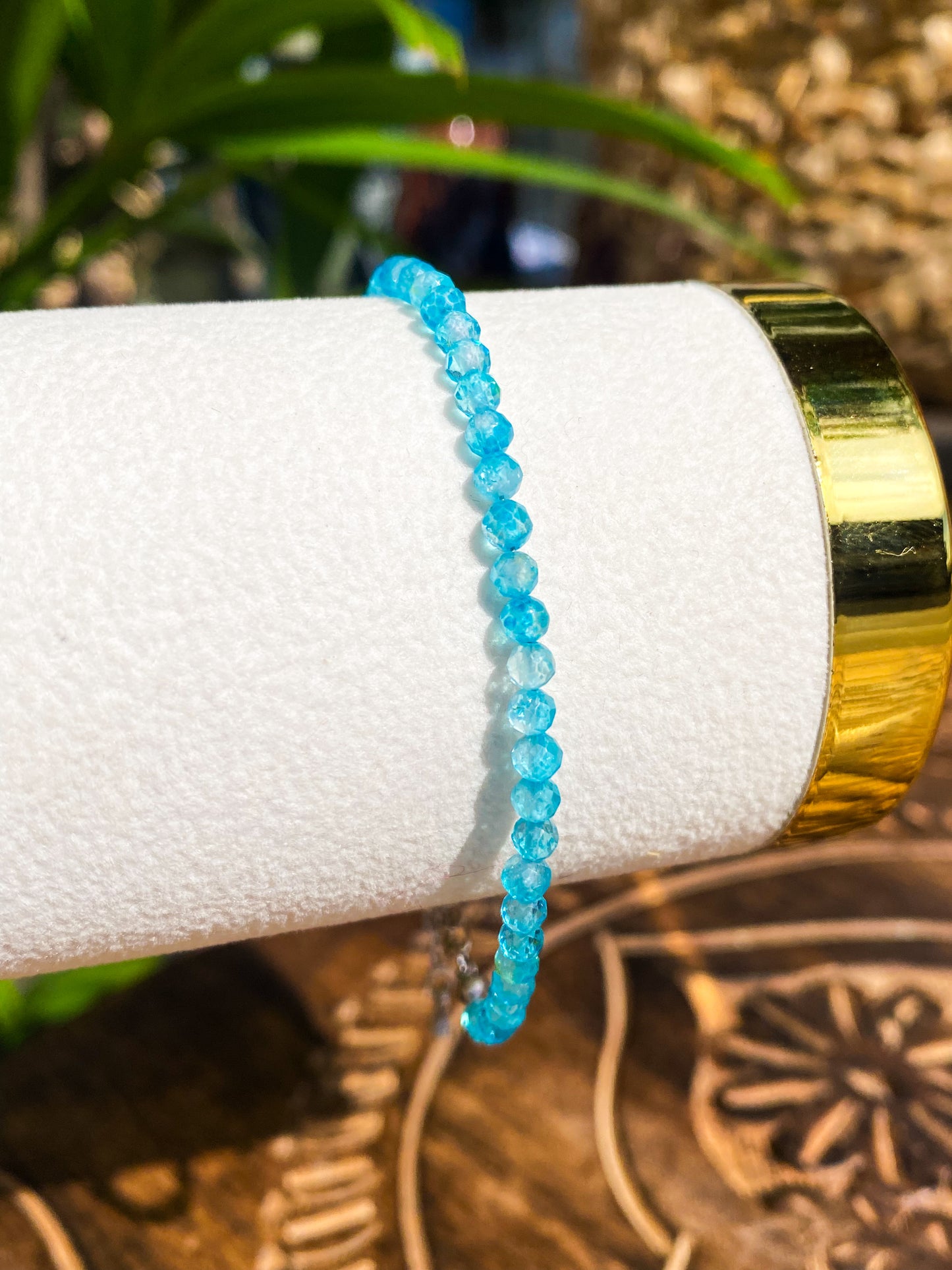 Pulseira de Topázio Azul Natural Facetada