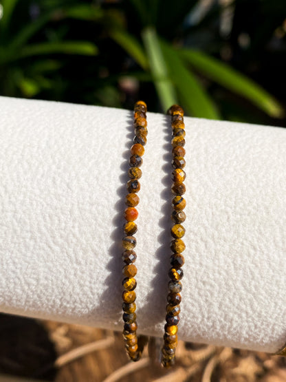 Pulseira de Olho de Tigre Natural Facetada