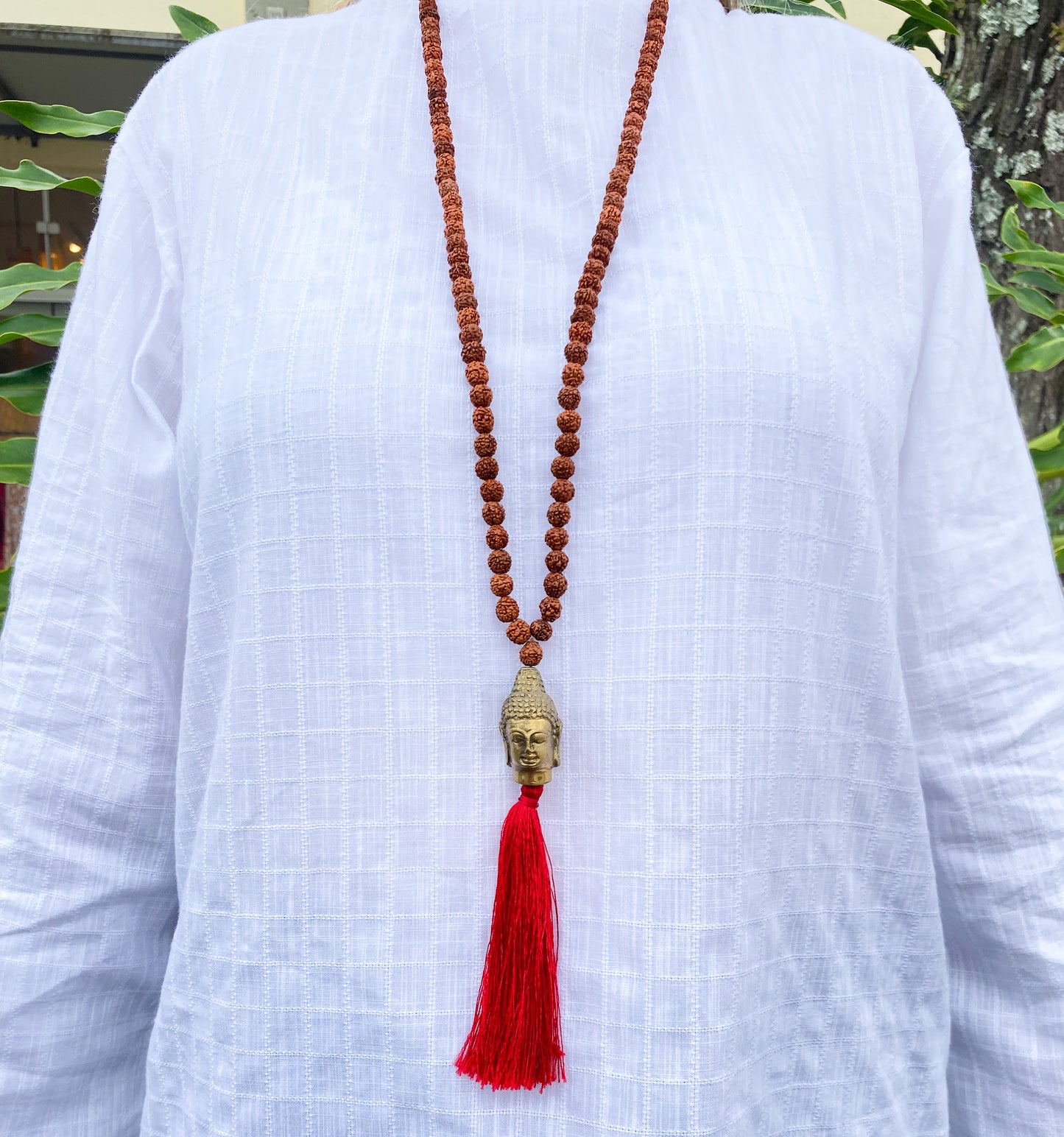 Japamala Sementes de Rudraksha e Pingente Buda