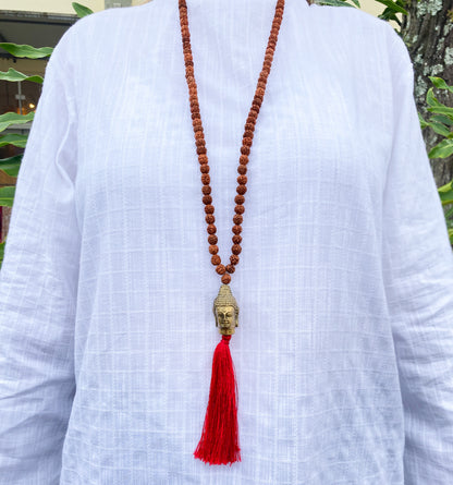 Japamala Sementes de Rudraksha e Pingente Buda