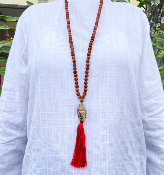 Japamala Sementes de Rudraksha e Pingente Buda