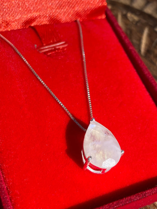 Pingente Gota em Prata 925 Pedra da Lua
