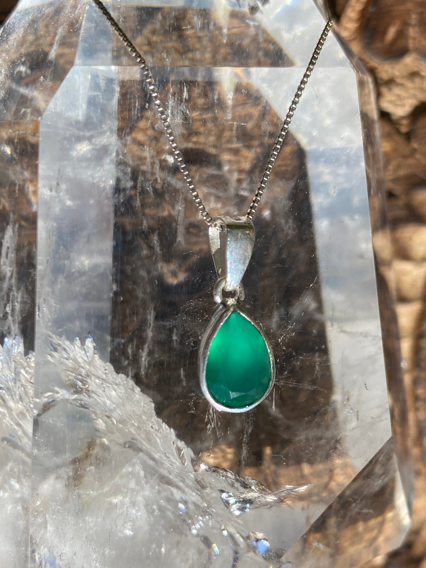 Pingente Gota em Prata 925 Quartzo Verde