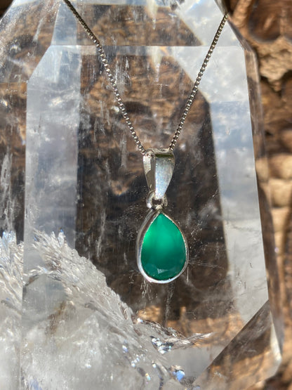 Pingente Gota em Prata 925 Quartzo Verde