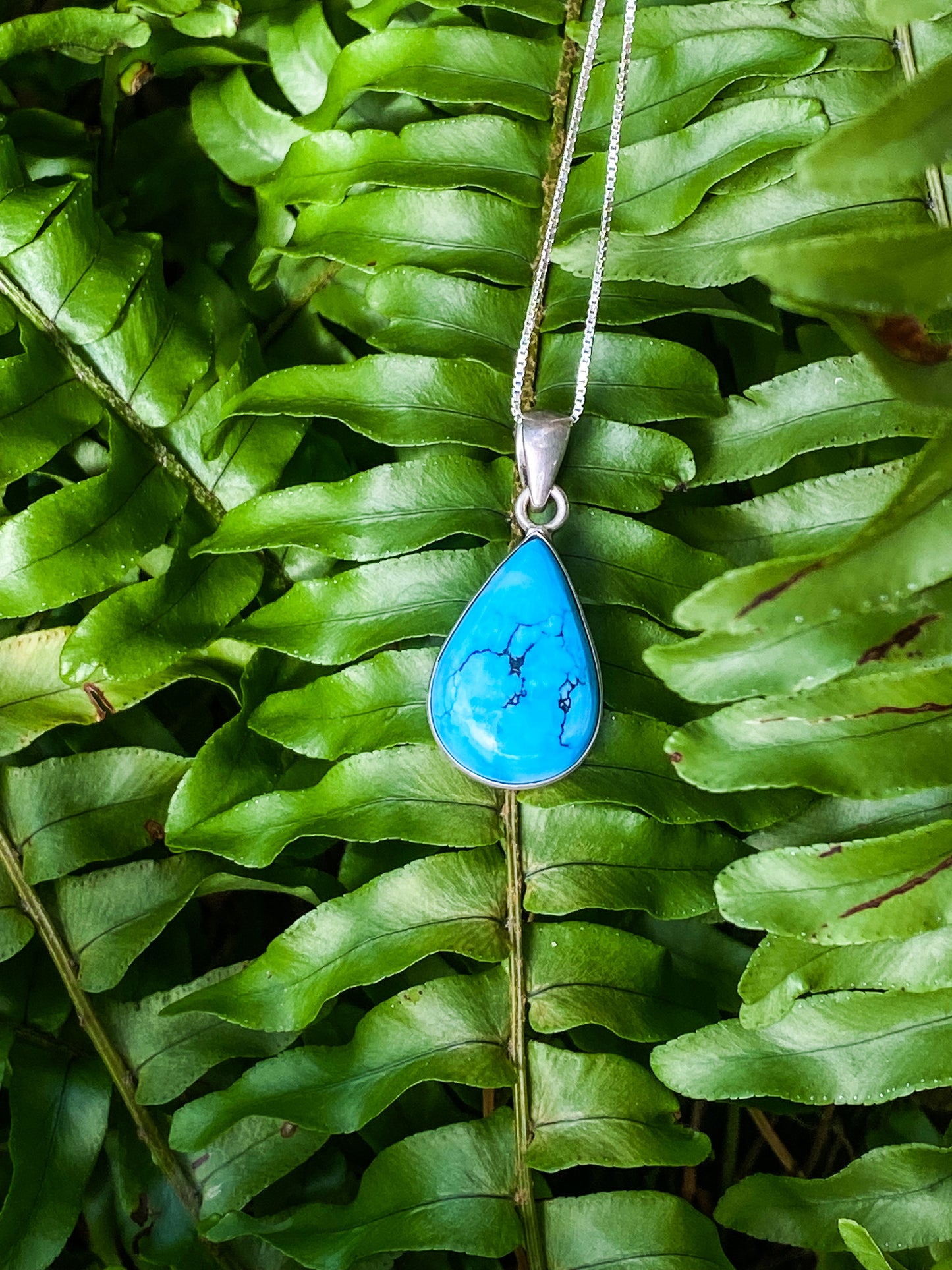 Pingente de Turquesa Natural em Prata 925