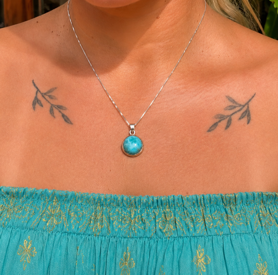 Pingente de Larimar Natural em Prata 925