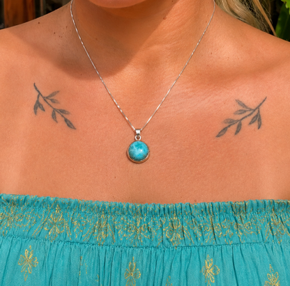 Pingente de Larimar Natural em Prata 925