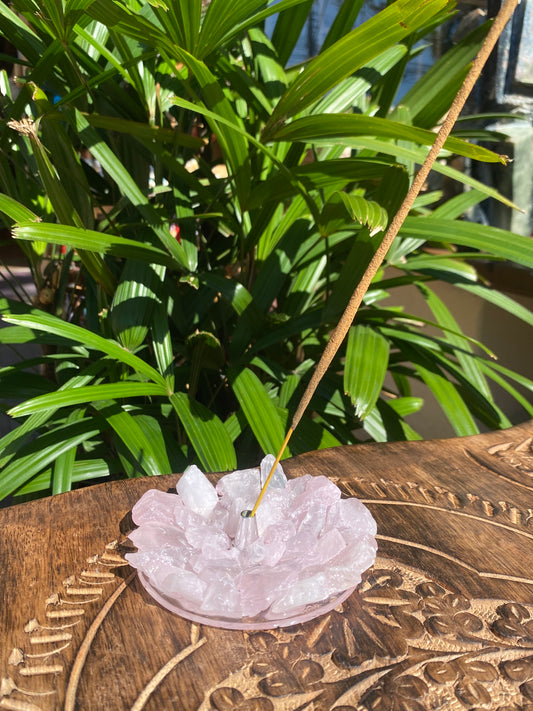 Incensário de Quartzo Rosa