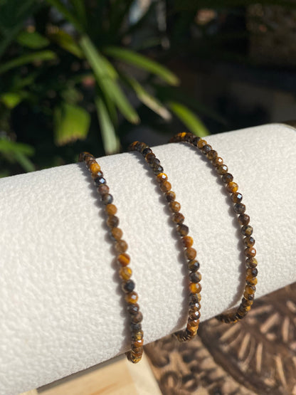 Pulseira de Olho de Tigre Natural Facetada