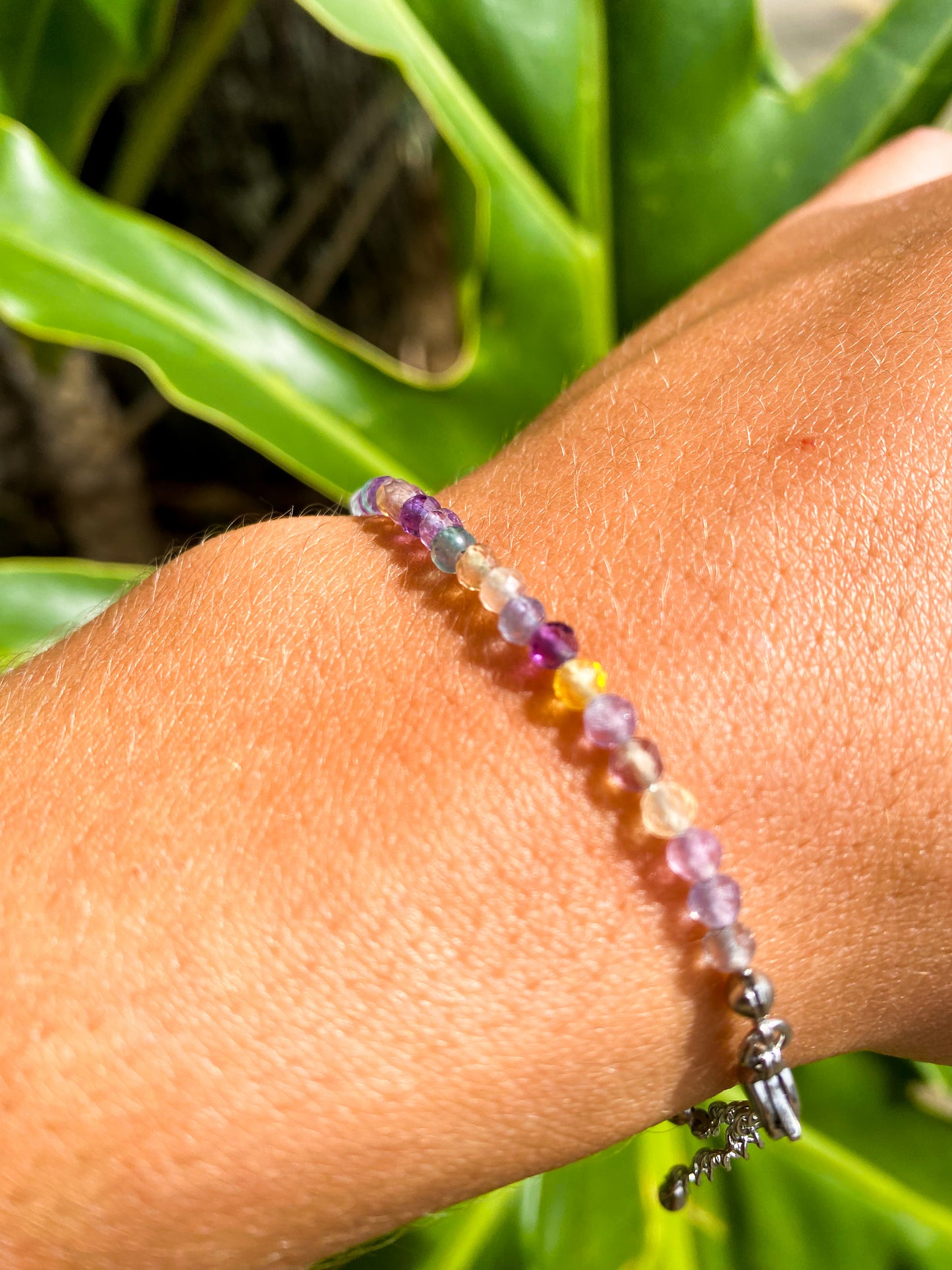 Pulseira de Fluorita Natural Facetada