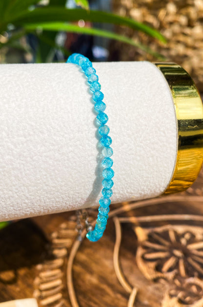 Pulseira de Topázio Azul Natural Facetada