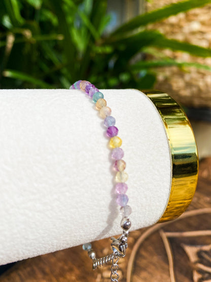 Pulseira de Fluorita Natural Facetada