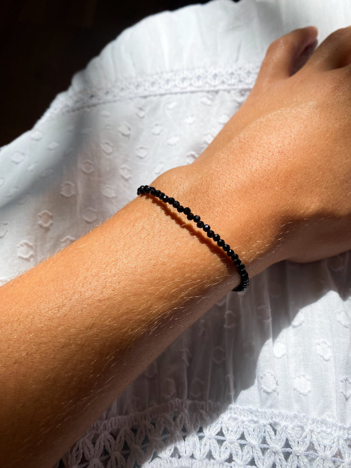 Pulseira de Ônix Natural Facetada
