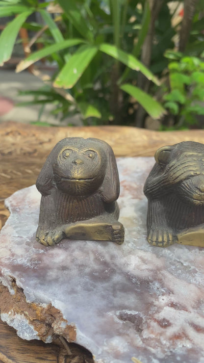Três Macacos Sábios em Bronze
