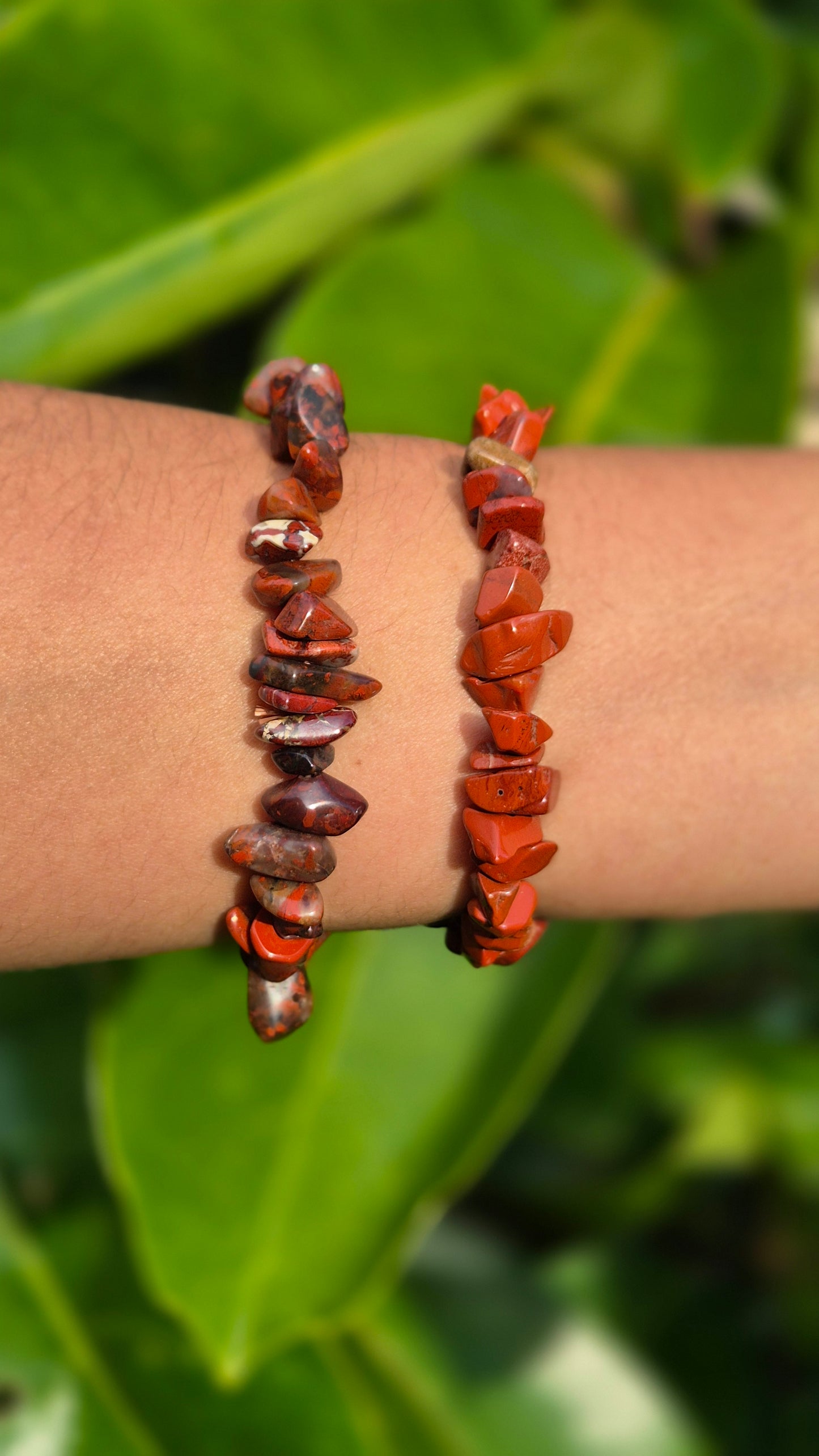 Pulseira de Cascalho de Jaspe Vermelho