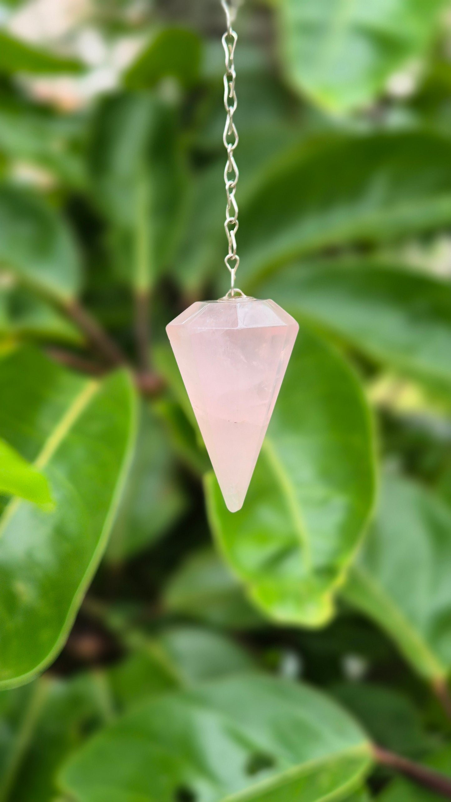 Pêndulo de Quartzo Rosa Natural
