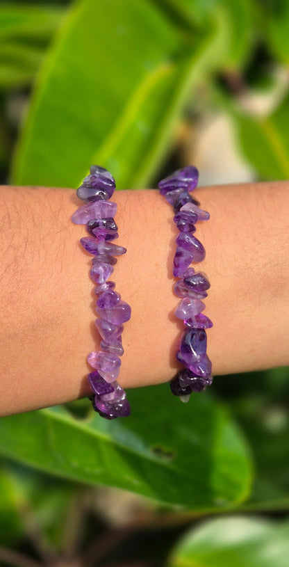Pulseira de Cascalho de Ametista