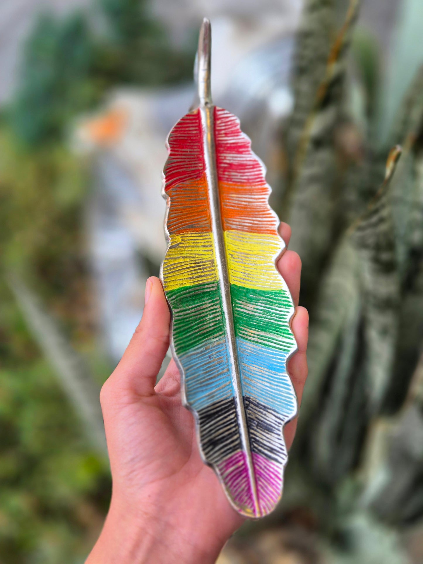 Incensário Pena Arco-Íris