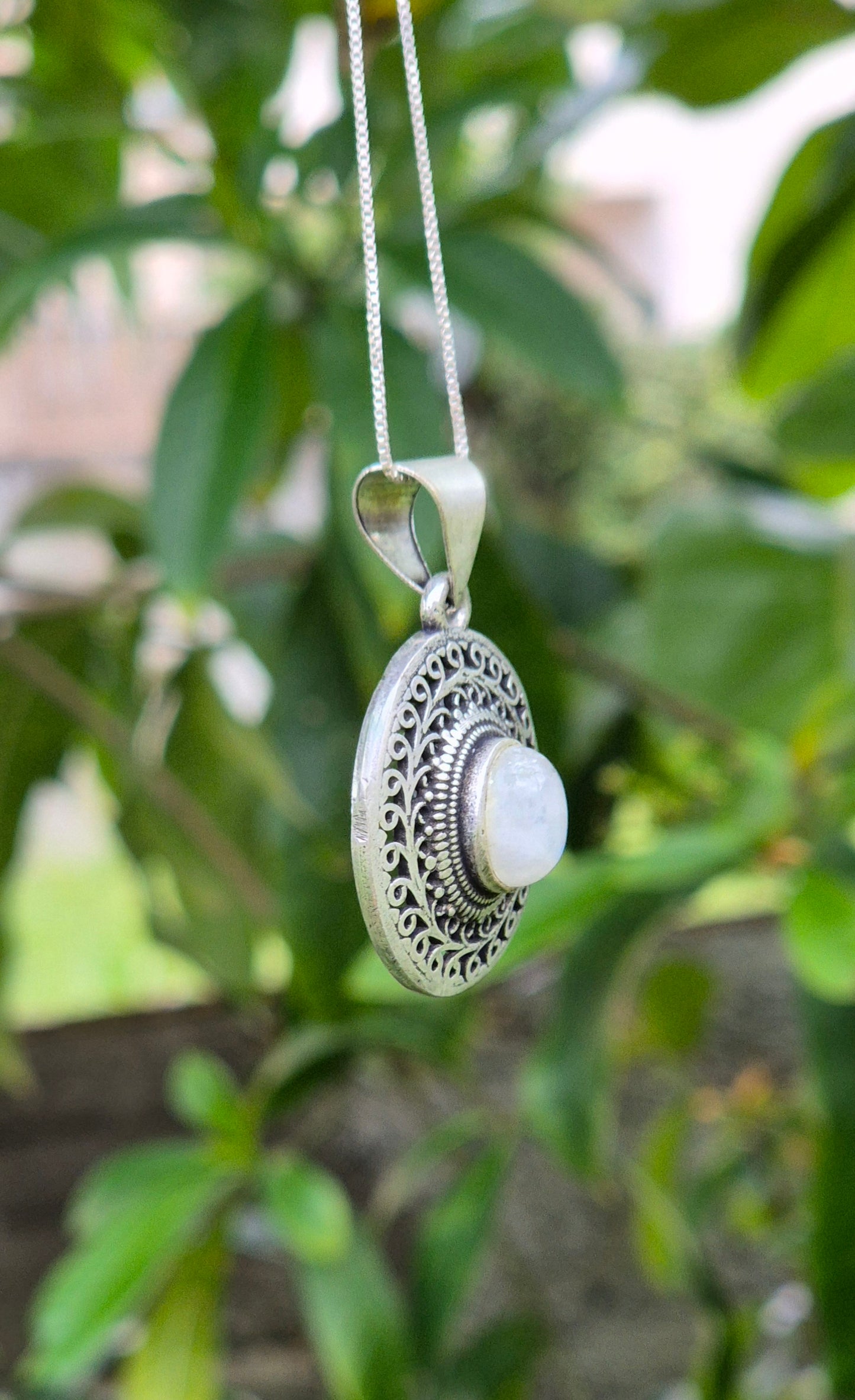 Pingente de Alpaca com Pedra da Lua