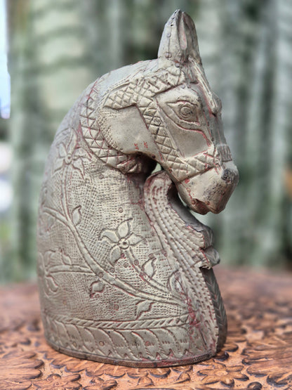 Escultura Cavalo de Bronze e Madeira