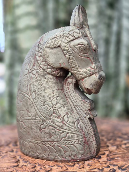 Escultura Cavalo de Bronze e Madeira