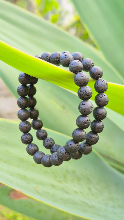 Pulseira de Pedra Vulcânica Natural