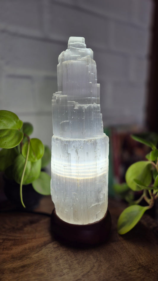 Luminária torre de Selenita - 35cm