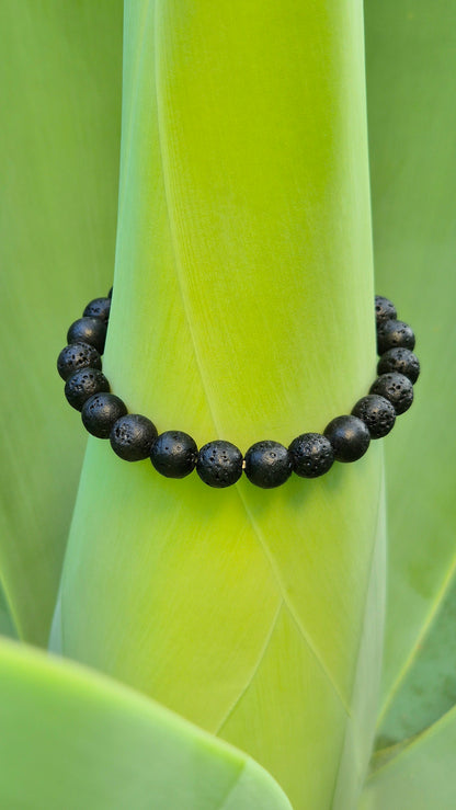 Pulseira de Pedra Vulcânica Natural