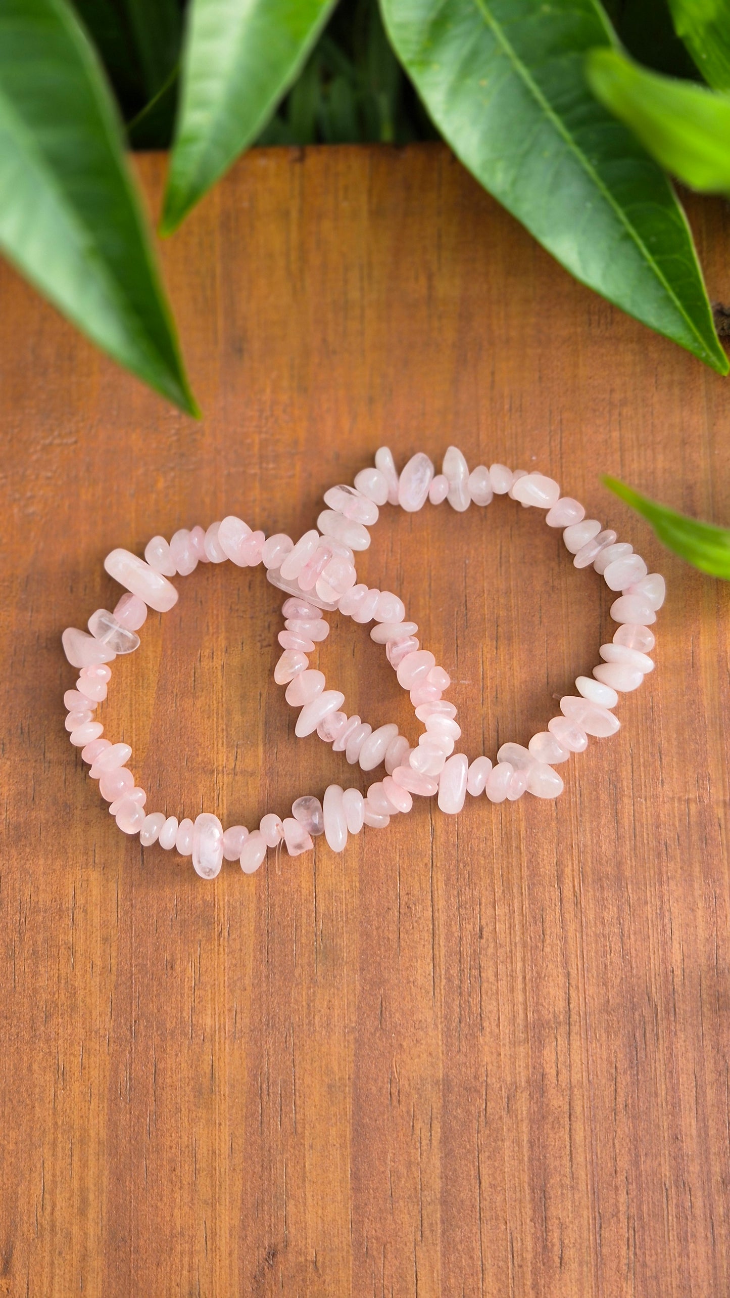 Pulseira de Cascalho de Quartzo Rosa