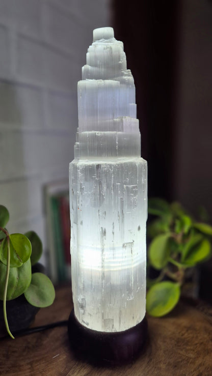 Luminária torre de Selenita - 40cm