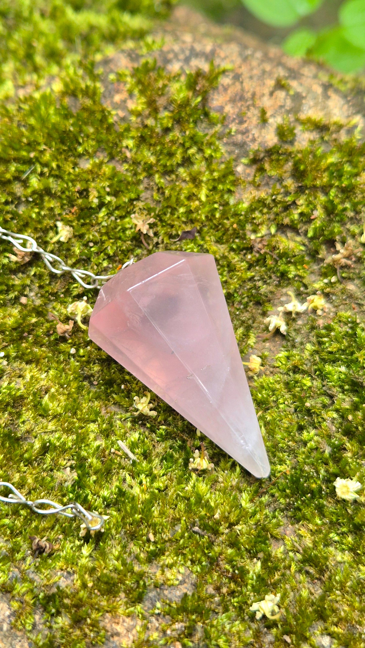 Pêndulo de Quartzo Rosa Natural