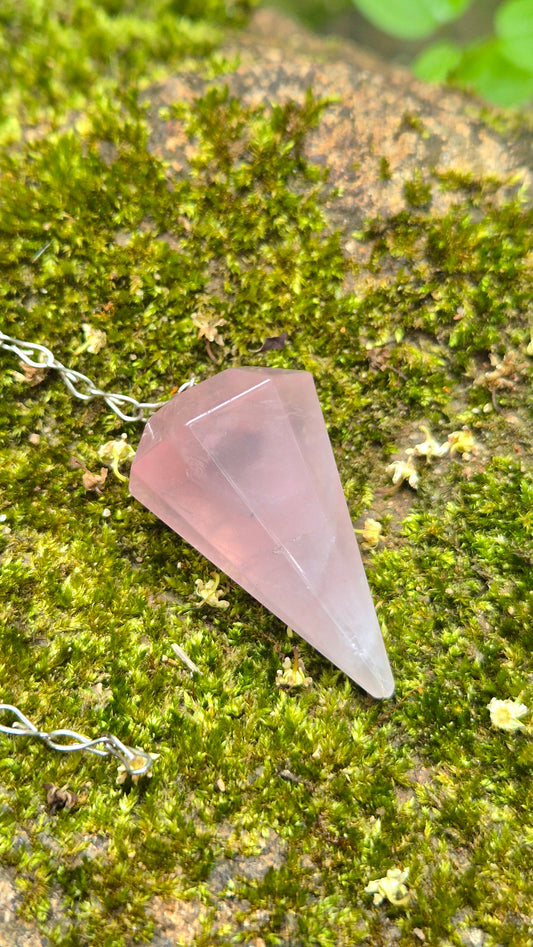 Pêndulo de Quartzo Rosa Natural