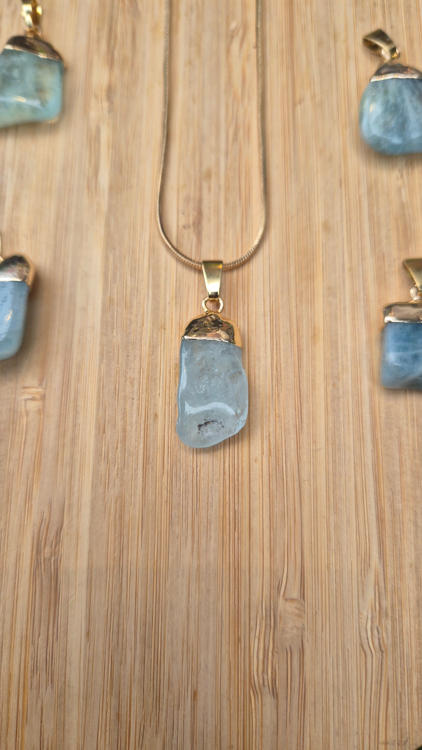 Pingente de Água-Marinha com Banho em Ouro