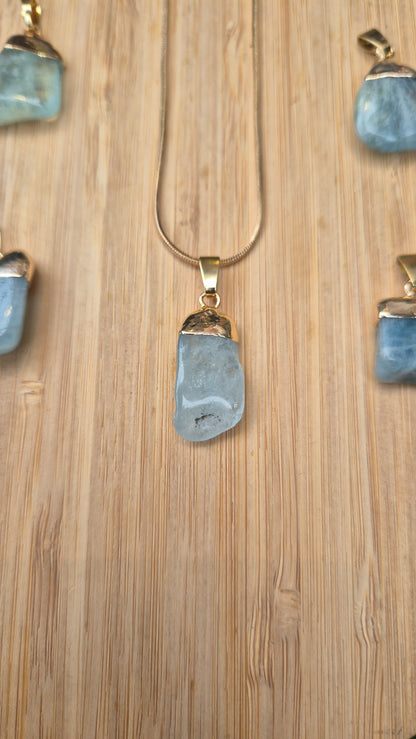 Pingente de Água-Marinha com Banho em Ouro