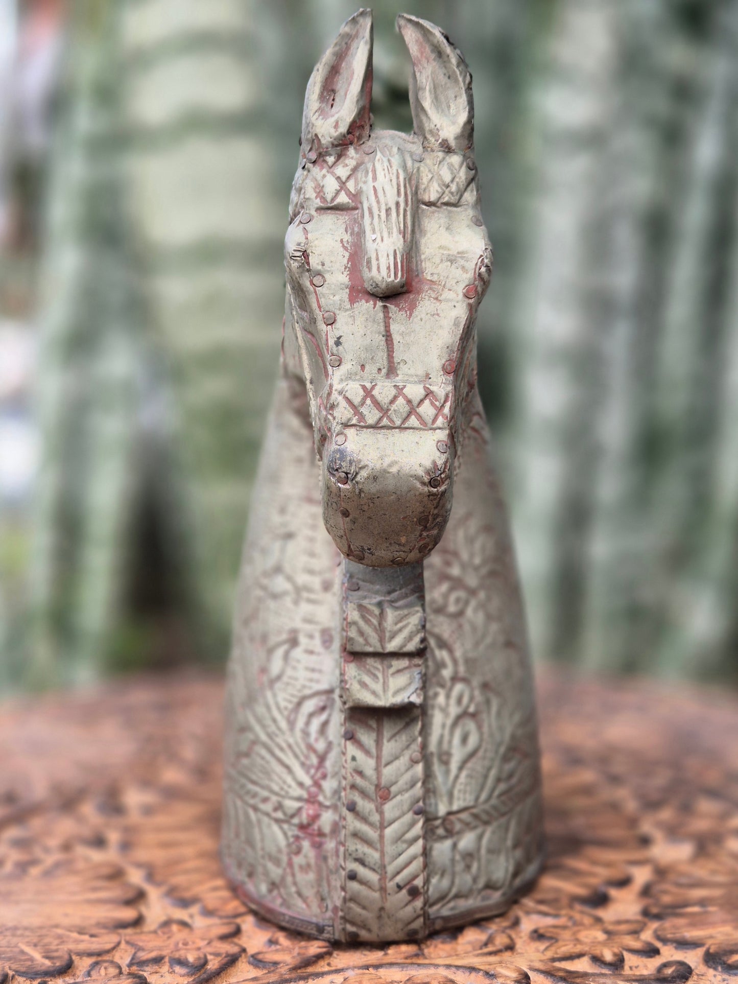 Escultura Cavalo de Bronze e Madeira