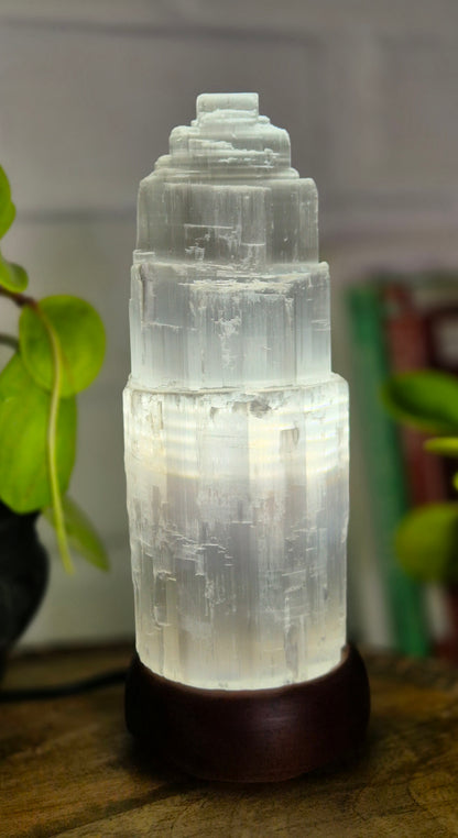 Luminária torre de Selenita - 25cm