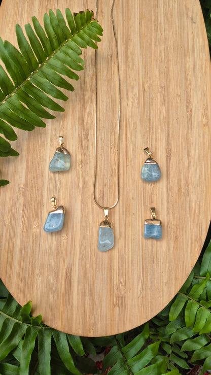 Pingente de Água-Marinha com Banho em Ouro