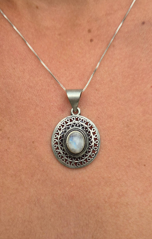 Pingente de Alpaca com Pedra da Lua