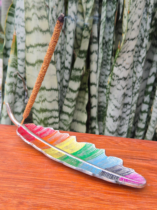 Incensário Pena Arco-Íris