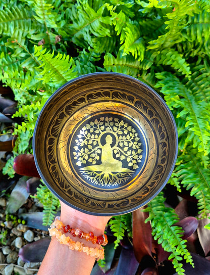 Tigela Tibetana M com Mantras em Sânscrito